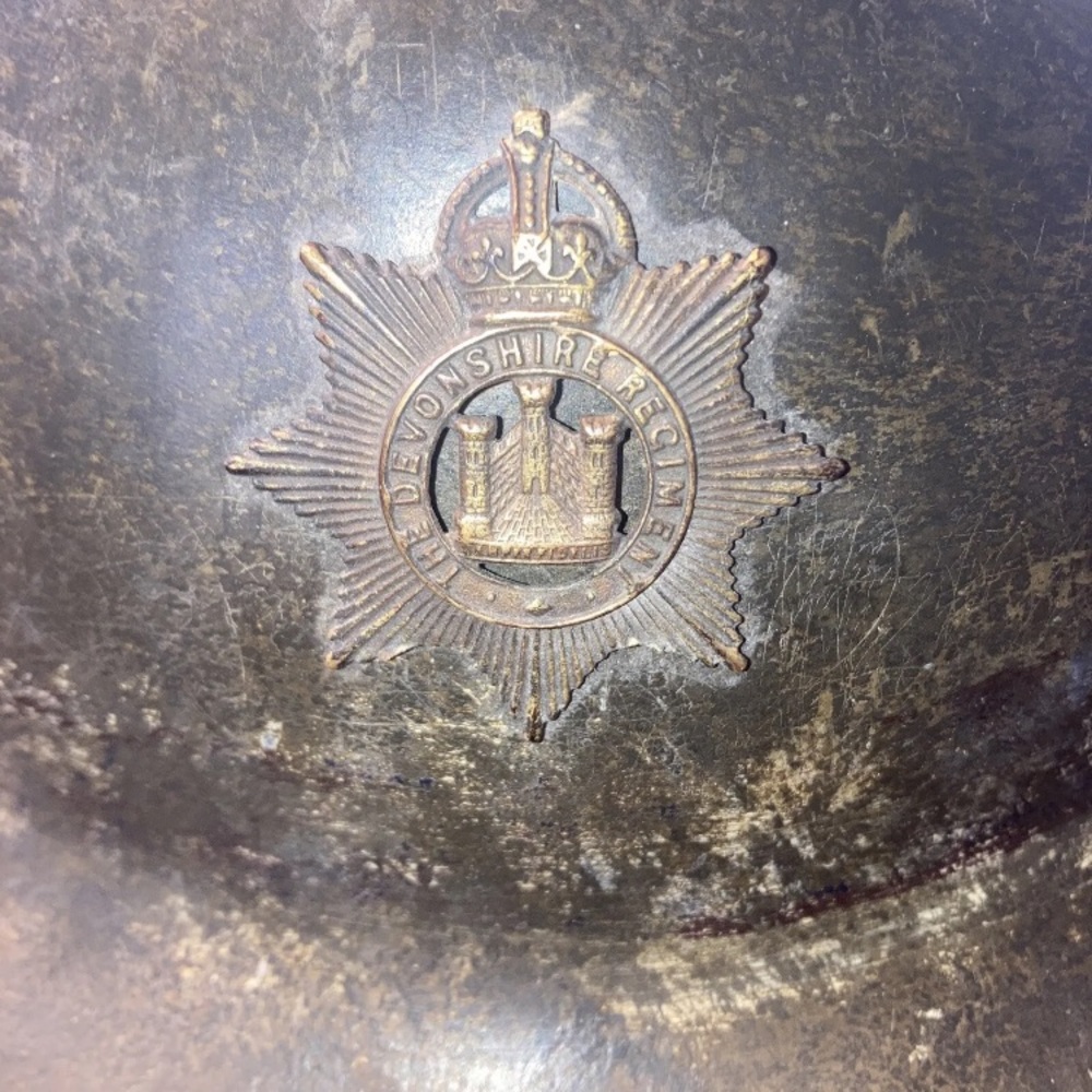 ⚔️🇬🇧 Devonshire Regiment Helmet World War 1 Metal Helmet w/ Strap 🇬🇧🗡